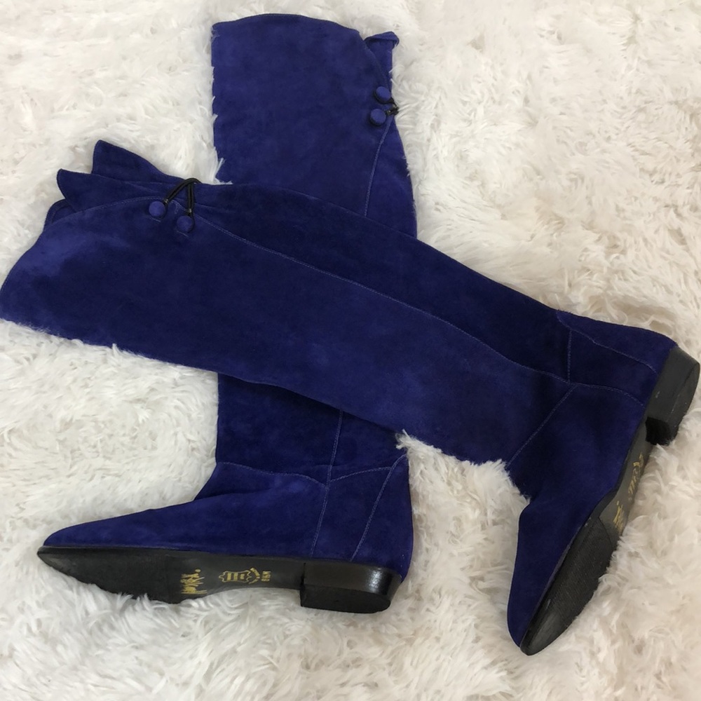 Vintage Purple Suede Pirate Boots 80’s Over Knee